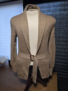 Bruno Magli Women's Shawl-Collar Belted Cardigan - Camel